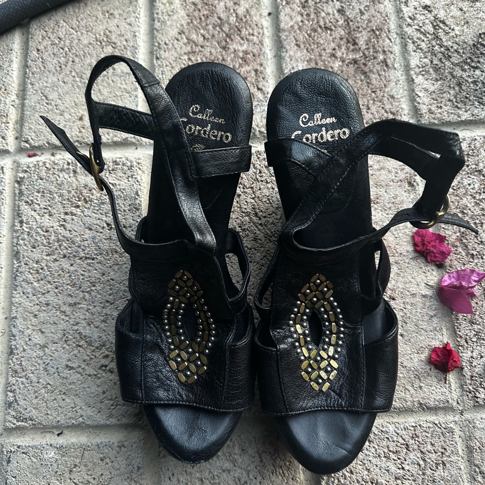 Calleen Cordero Boho leather beaded wedges - Picture 4 of 4